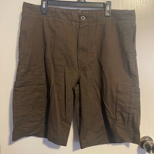 Perry Ellis Cotton Cargo Shorts Khaki Flat Front Men’s Size 36" Waist Cruise
